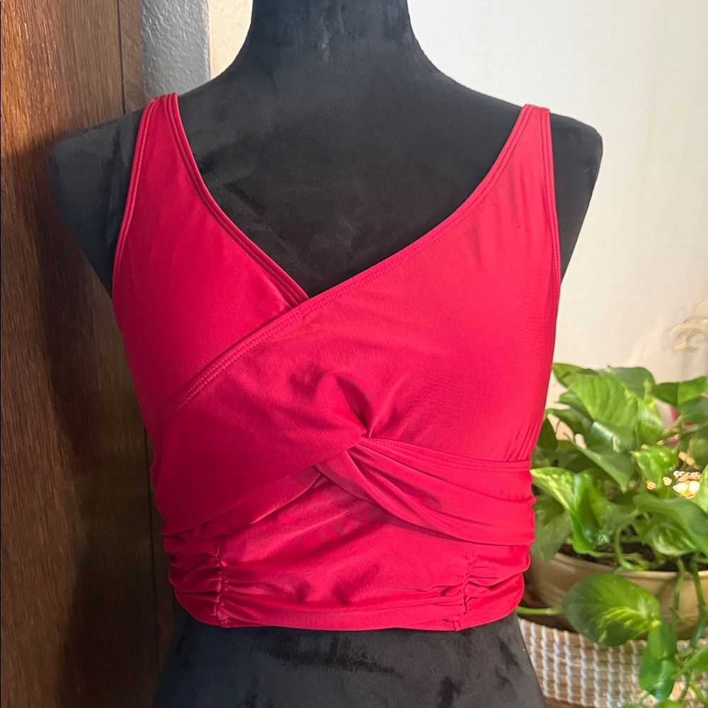 Red Twist Front Bikini Top